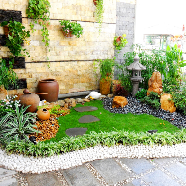 thiết kế trang trí sân vườn đẹp từ đá sân vườn
